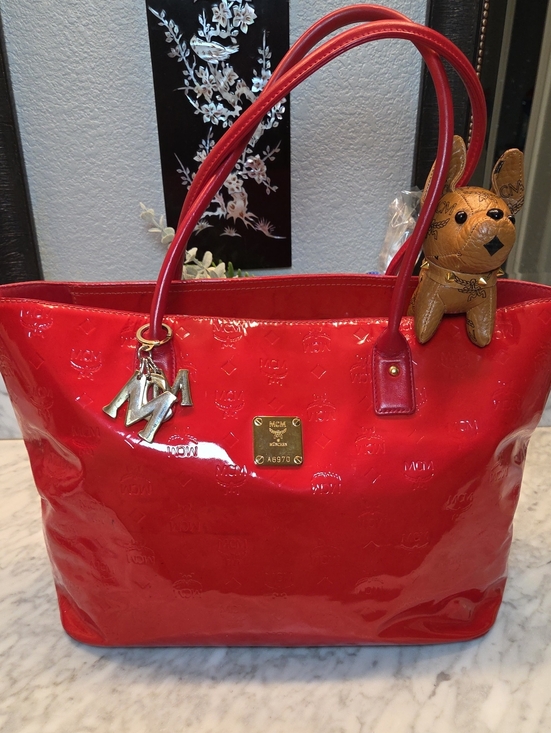 MCM Handbags - MCM EUC Limited Edition Red Patent Embossed Leather Tote With COA ❤️